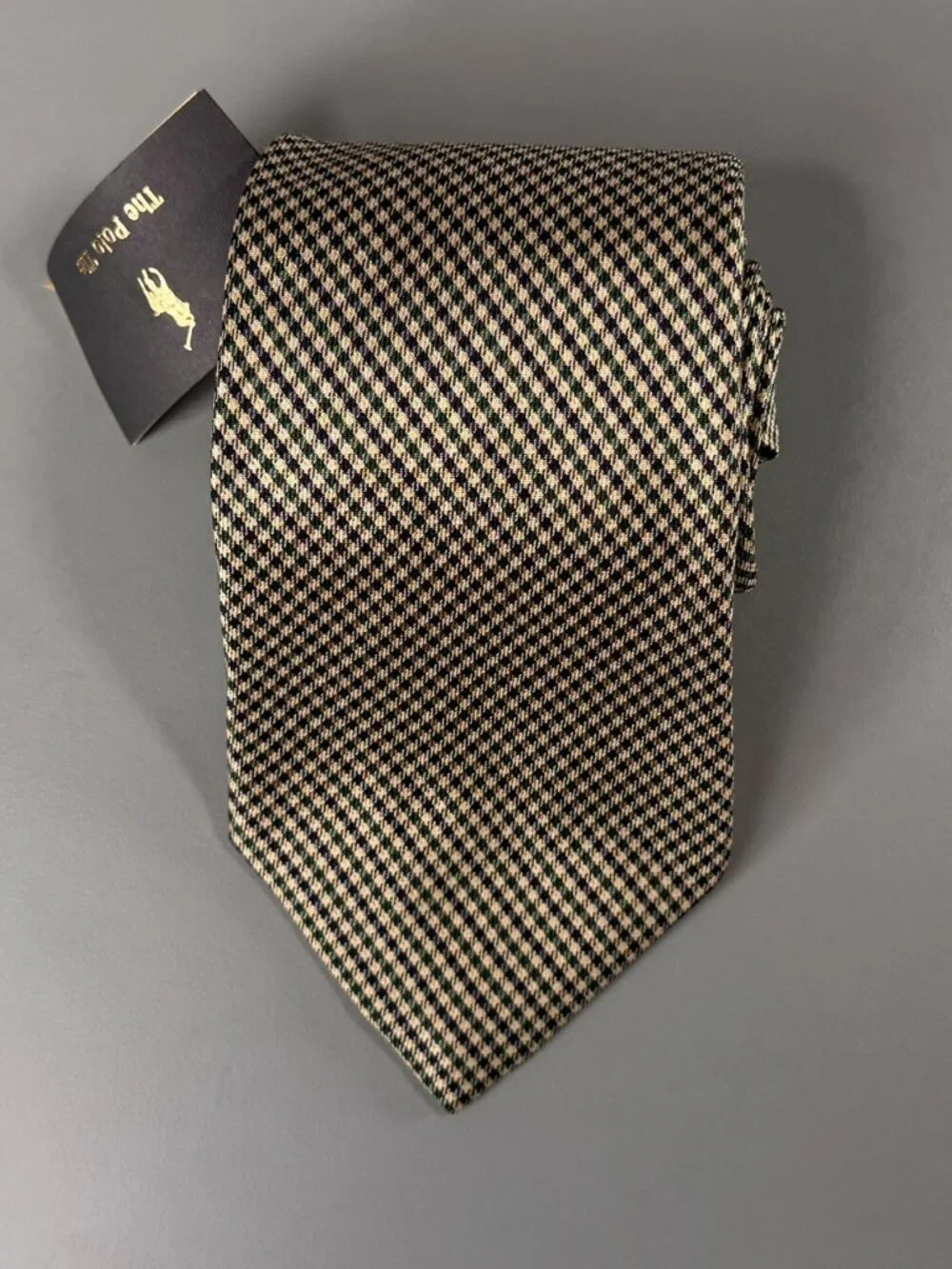 NWT Polo Ralph Lauren Blue Label Green Blue Shepherd Plaid Italy Silk Neck Tie